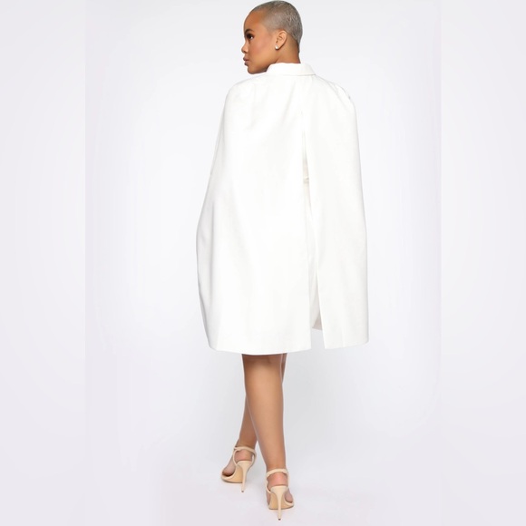 FASHION NOVA On Payroll Blazer Cape Dress White - Picture 6 of 12